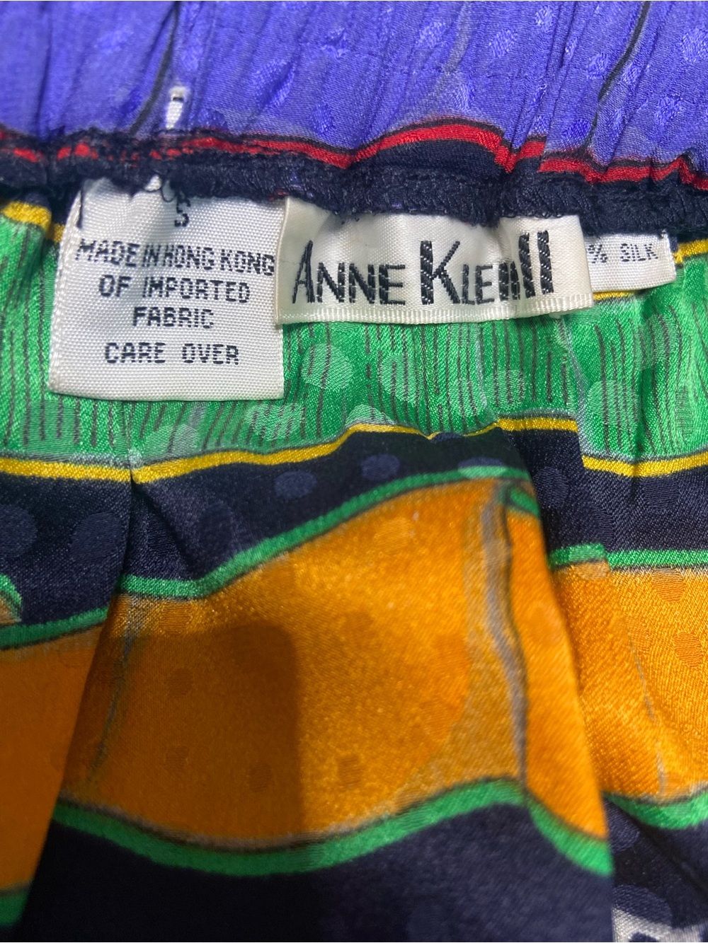 Anne Klein Multicolored Striped Maxi Skirt with Polka Dot Bands EUC S 100% Silk - Picture 6 of 12